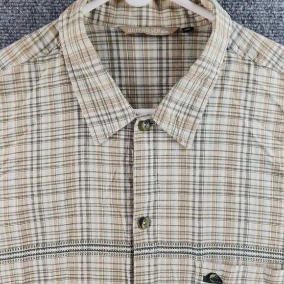 Quiksilver Quicksilver Button Up Shirt Long Sleeve Green Pocket Outdoors XL - Picture 1 of 16